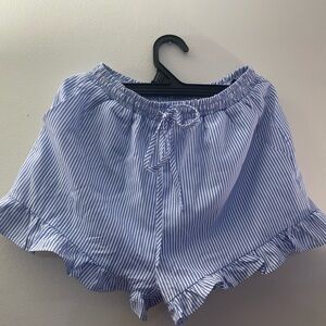 blue and white shorts